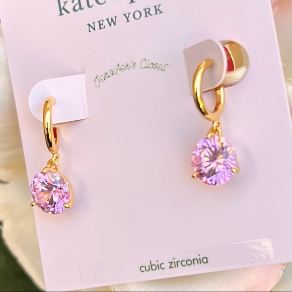 NWT♠️ Kate Spade Crystal Drop Huggie Earrings - Picture 6 of 6